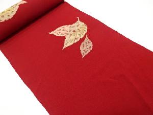 アンティーク　木の葉模様織出しお召着物洗い張り